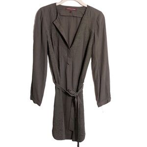 Comptoir Des Cotonniers Long Sleeve Split Neck Tie Belt Dress Size 4